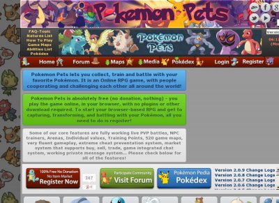 Pokemon MMORPG Game PokemonPets Online